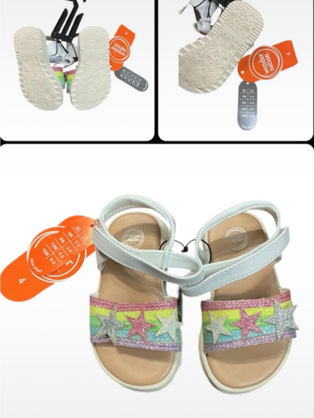 💟 Wonder Nation Toddler Girls
Rainbow Star Sandals - Size 4 - New With Tags